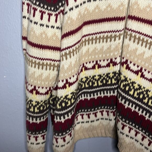 Great Northwest Knit Green Red Cream Full Zip Sweater Size 3X - Picture 6 of 9